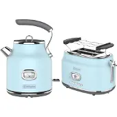 WESTINGHOUSE Retro 2-delige Set – Waterkoker 1,7L + Broodrooster 2 Sneden – Blauw