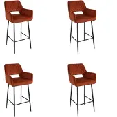 Bronx71 Velvet barkruk Mika koper 78 cm - Barkrukken set van 4 - barstoel