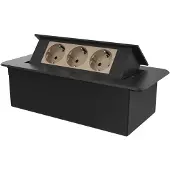 Perfect Switches POP-UP STEKKERDOOS | ZILVER | PUSH | INBOUW | 3 WANDCONTACTDOZEN- GOUD