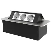 Perfect Switches POP-UP STEKKERDOOS | ZILVER | PUSH | INBOUW | 3 WANDCONTACTDOZEN- WIT