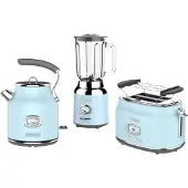 WESTINGHOUSE Retro 3-delige Set – Waterkoker 1,7L + Broodrooster 2 Sneden + Blender 1,5L – Blauw