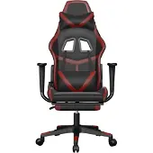 vidaXL Gamestoel met voetensteun kunstleer wit en wijnrood
