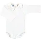 Babidu Romper 1185 wit,met kraagje, lange mouw | 9 maanden | maat 74