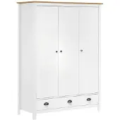 vidaXL Garderobekast met 3 deuren, Hill, wit, 127x50x170 cm, grenenhout