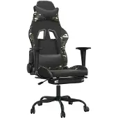 vidaXL Massage gamestoel met voetensteun kunstleer zwart & camouflage