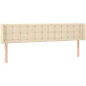 vidaXL Hoofdbord met randen 163x16x78/88 cm stof crèmekleurig