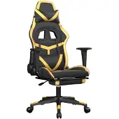 vidaXL Massage gamestoel met voetensteun kunstleer zwart & goudkleurig