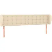 vidaXL Hoofdbord met randen 163x23x78/88 cm stof crèmekleurig