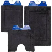 Wicotex Wicotex-Badmatset-Badmat-Toiletmat-Bidetmat Zwart uni grijs