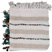 Clayre & Eef Plaid 125x150 cm Beige Katoen Strepen Deken Beige Deken