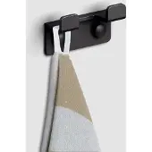 Clou Fold dubbel handdoekhaakje zwart mat