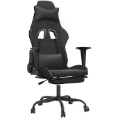 vidaXL Gamingstoel met massagefunctie en voetsteun, zwart, kunstleer
