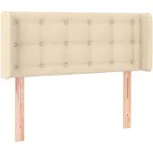 vidaXL Hoofdbord met randen 103x16x78/88 cm stof crèmekleurig