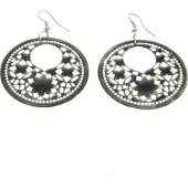 Behave Oorbellen hangers rond grijs 6 cm