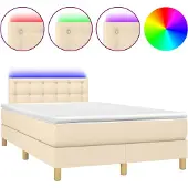 vidaXL Boxspring met matras en LED stof crèmekleurig 120x200 cm