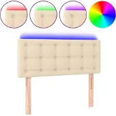 vidaXL Hoofdbord LED 100x5x78/88 cm stof crèmekleurig