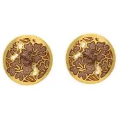 Behave - Ronde oorsteker bruine bloemen - Goudkleur - Modeaccessoire