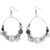 Behave - Oorbellen - Zwart Witte Oorhangers met diverse kraaltjes en hangertjes - Bohemian