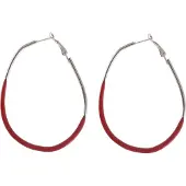 Behave - Oorringen rood zilverkleur trendy statement 6,5 cm