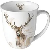 Ambiente Mok 400ml Antlers Wit wit Porselein Beker