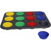 Gerimport Muffins en cupcakes bakken bakvorm/bakblik 35 x 26 cm - voor 12x stuks - Muffinvormen / cupcakevormen
