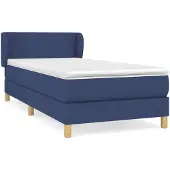 vidaXL Boxspring met matras stof blauw 100x200 cm