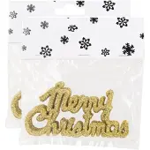 Cosy & Trendy 12x stuks Merry Christmas kersthangers goud van kunststof 10 cm - Kersthangers
