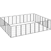 vidaXL Hondenkennel 32 panelen 50 x 100 cm gepoedercoat staal zwart