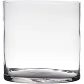 Hakbijl Glass Transparante home-basics cylinder vorm vaas/vazen van glas 19 x 19 cm - Vazen