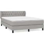 vidaXL Boxspring met matras stof lichtgrijs 140x190 cm