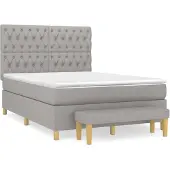 vidaXL Boxspring met matras stof lichtgrijs 140x200 cm