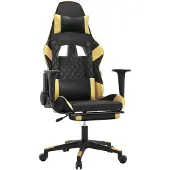 vidaXL Gamestoel met voetensteun kunstleer zwart en goudkleurig
