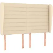 vidaXL Hoofdbord met randen 147x23x118/128 cm stof crèmekleurig