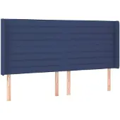 vidaXL Hoofdbord met randen 203x16x118/128 cm stof blauw