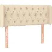 vidaXL Hoofdbord met randen 93x16x78/88 cm stof crèmekleurig