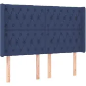 vidaXL Hoofdbord met randen 147x16x118/128 cm stof blauw