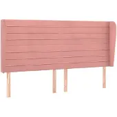 vidaXL Hoofdbord met randen 183x23x118/128 cm fluweel roze