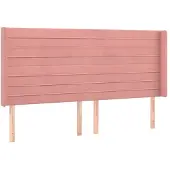 vidaXL Hoofdbord met randen 183x16x118/128 cm fluweel roze