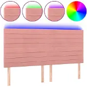 vidaXL Hoofdbord LED 200x5x118/128 cm fluweel roze