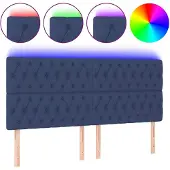 vidaXL Hoofdbord LED 180x7x118/128 cm stof blauw