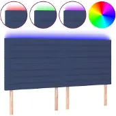 vidaXL Hoofdbord LED 200x5x118/128 cm stof blauw