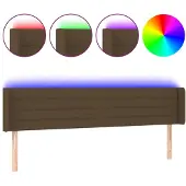 vidaXL Hoofdbord LED 203x16x78/88 cm stof donkerbruin