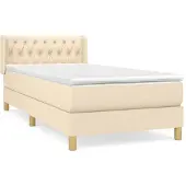 vidaXL Boxspring met matras stof crèmekleurig 100x200 cm