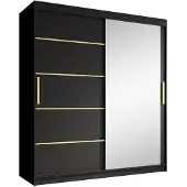 Meubella | Kledingkast mat zwart 180x62x200 schuifdeur