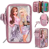 Depesche 3-vaks etui met glitter GLITTER QUEEN