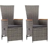 vidaXL Tuinstoelen, 2 stuks, met kussens, polyrotan, grijs