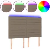 vidaXL Hoofdbord LED 144x5x118/128 cm stof taupe
