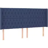vidaXL Hoofdbord met randen 183x16x118/128 cm stof blauw