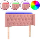 vidaXL Hoofdbord LED 93x16x78/88 cm fluweel roze