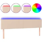vidaXL Hoofdbord LED 200x5x78/88 cm kunstleer cappuccinokleurig